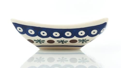 Ceramiczna miska Dalia mała — pawie oczko z bordiurą