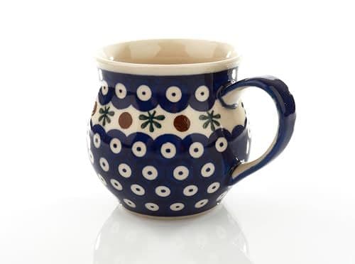 Kubek ceramiczny Bell średni | 2 1szt. — pawie oczko z bordiurą