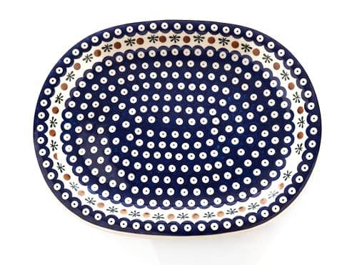 Półmisek owalny ceramiczny Ø 36 — pawie oczko z bordiurą