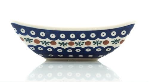 Ceramiczna miska Dalia duża — pawie oczko z bordiurą