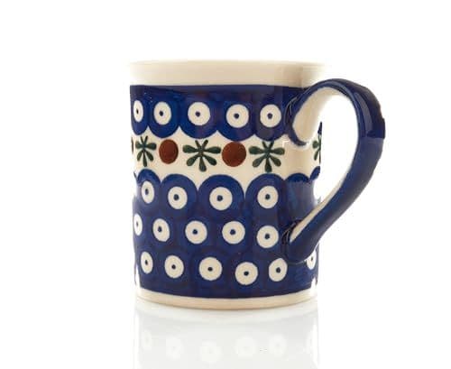 Kubek ceramiczny Mirek — pawie oczko z bordiurą
