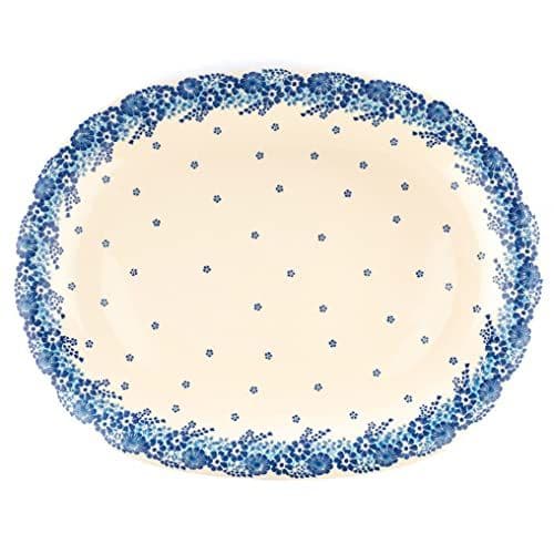 Półmisek Ceramiczny Owalny Jaromir 36 cm — kwiaty stempelkowe (U212)